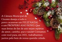 A Câmara Municipal de Cáceres lhe deseja um Feliz Natal e um Próspero Ano Novo!