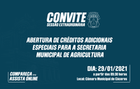 CONVITE: Sessões Extraordinárias na manhã desta sexta (29) analisam abertura de Créditos Adicionais Especiais para a Secretaria de Agricultura