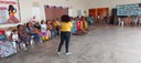Vereadora professora Mazéh Silva discursa durante festejos na Comunidade Quilombo do Chumbo