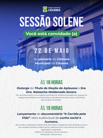 Câmara de Cáceres recebe dois eventos de reconhecimento e valorização na sexta-feira (22/05)