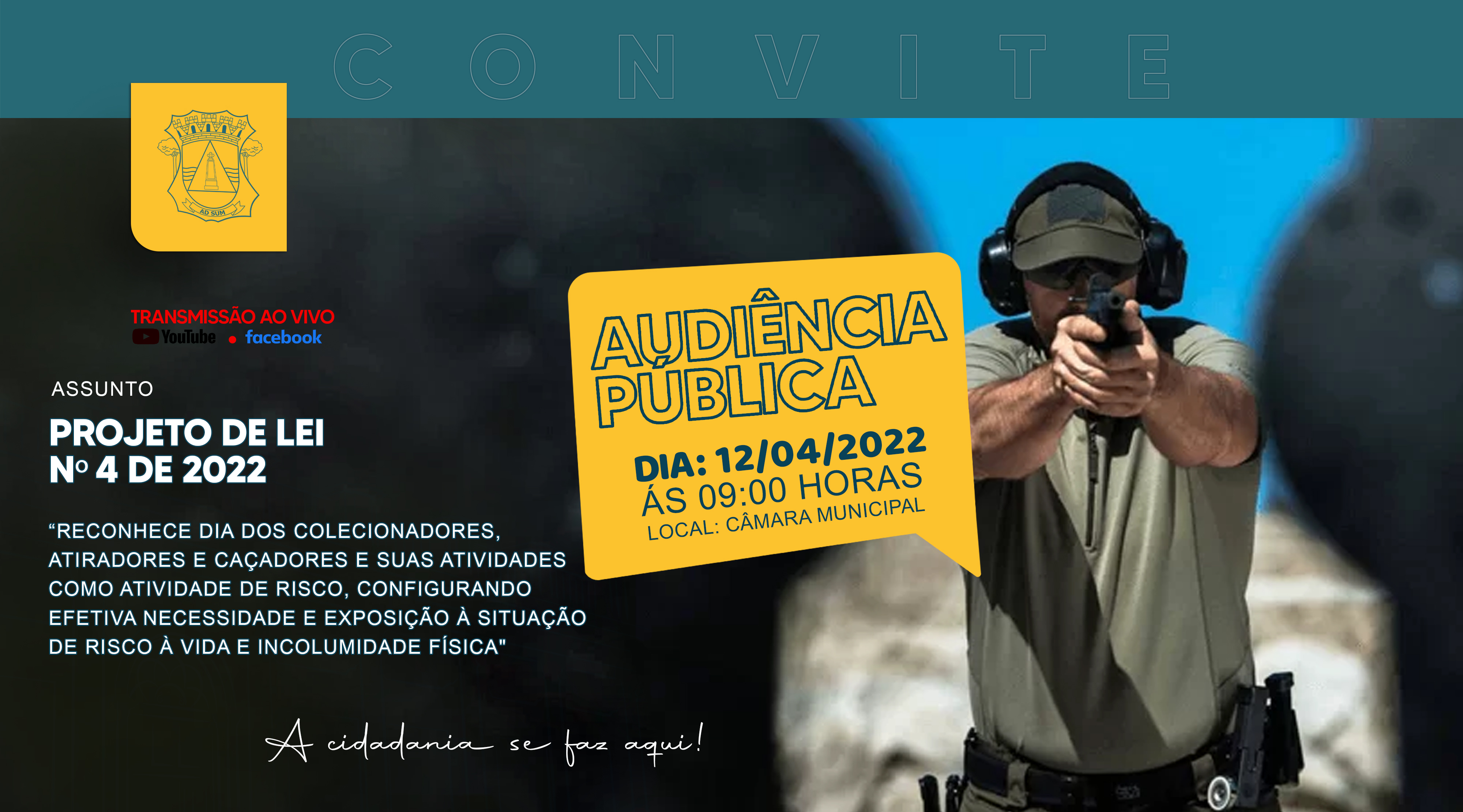 CONVITE: Audiência Pública na manhã de terça-feira (12) debate Dia dos Colecionadores, Atiradores e Caçadores em Cáceres