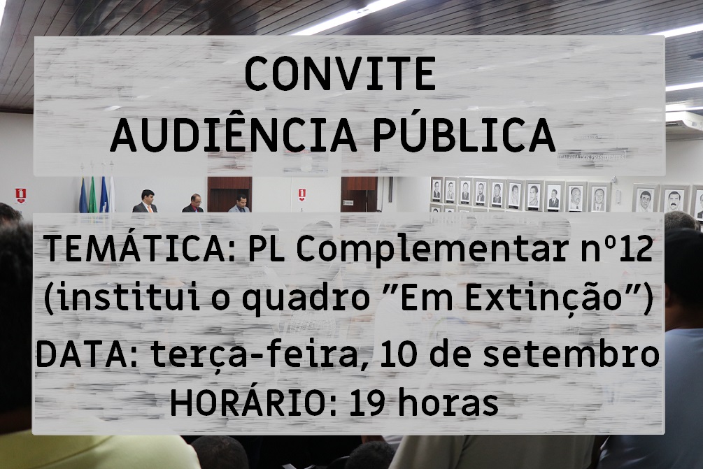 CONVITE: Audiência pública na próxima terça-feira (10)