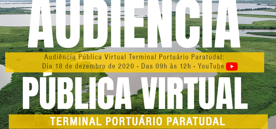 CONVITE: Câmara Municipal sedia amanhã (18), às 09 horas, audiência pública referente ao Terminal Portuário do Paratudal; saiba como assistir e participar