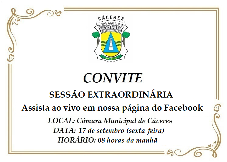 CONVITE: Câmara realiza Sessão Extraordinária na manhã desta sexta-feira (17); saiba como assistir