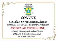 CONVITE: Câmara vota contas de 2019 do governo em Sessões Extraordinárias daqui a pouco; assista ao vivo