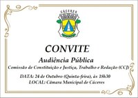 CONVITE: CCJ debate Plano Diretor de Desenvolvimento Sustentável em audiência nesta quinta (24)