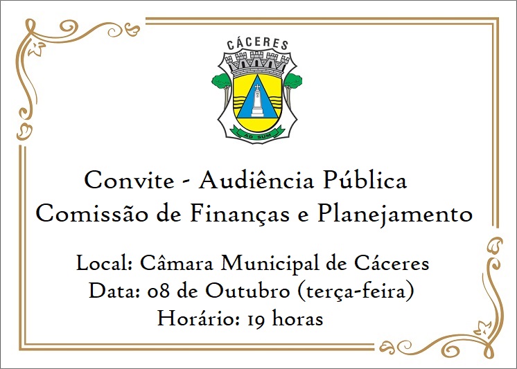 CONVITE: Comissão de Finanças debate projeto do Executivo em audiência nesta terça (8)