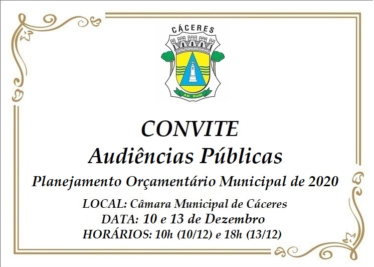 CONVITE: Comissão Mista debate Planejamento Orçamentário do Município para 2020 em duas audiências