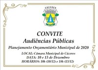 CONVITE: Comissão Mista debate Planejamento Orçamentário do Município para 2020 em duas audiências