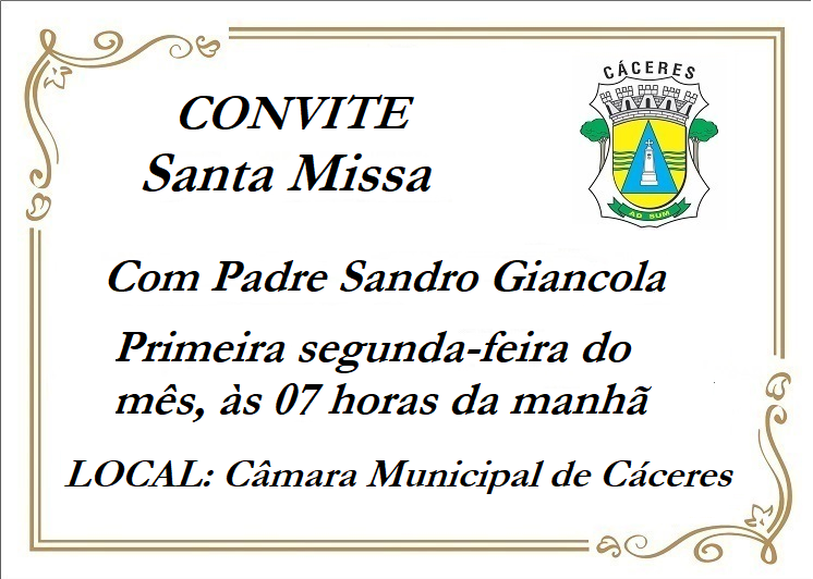 CONVITE: Santa Missa amanhã, primeira segunda-feira do mês, às 07 horas