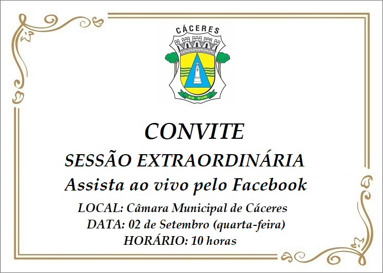 CONVITE: Câmara realiza Sessão Extraordinária na manhã desta quarta-feira (2); assista online