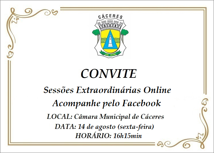 CONVITE: Sessões Extraordinárias na tarde desta sexta-feira (14); assista online