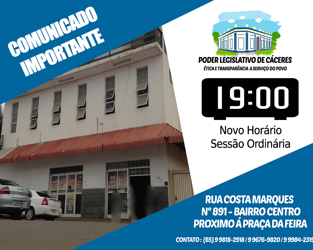 Mudança de horário das Sessões Ordinárias