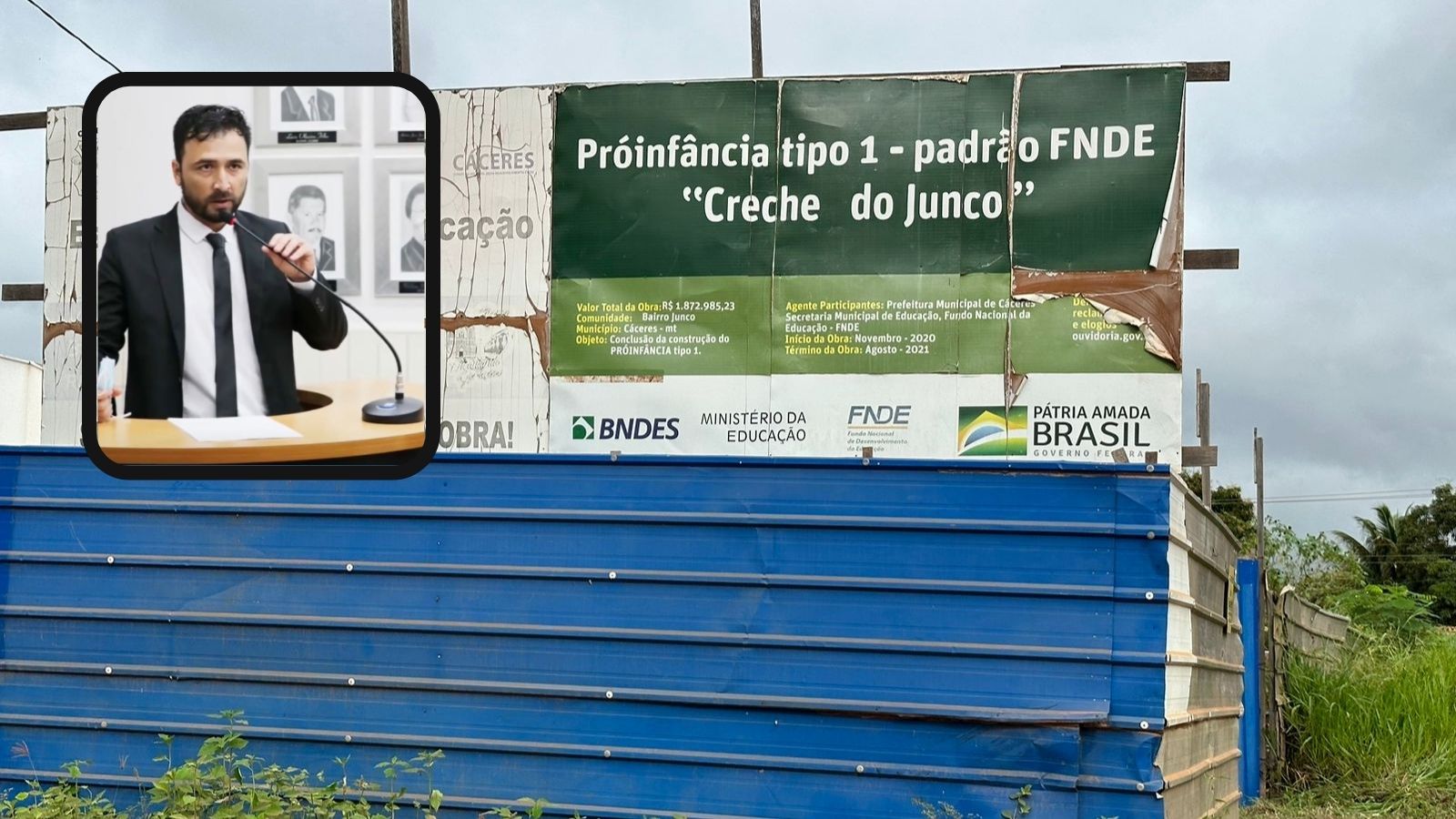 Vereador cobra conclusão de creche no bairro do Junco